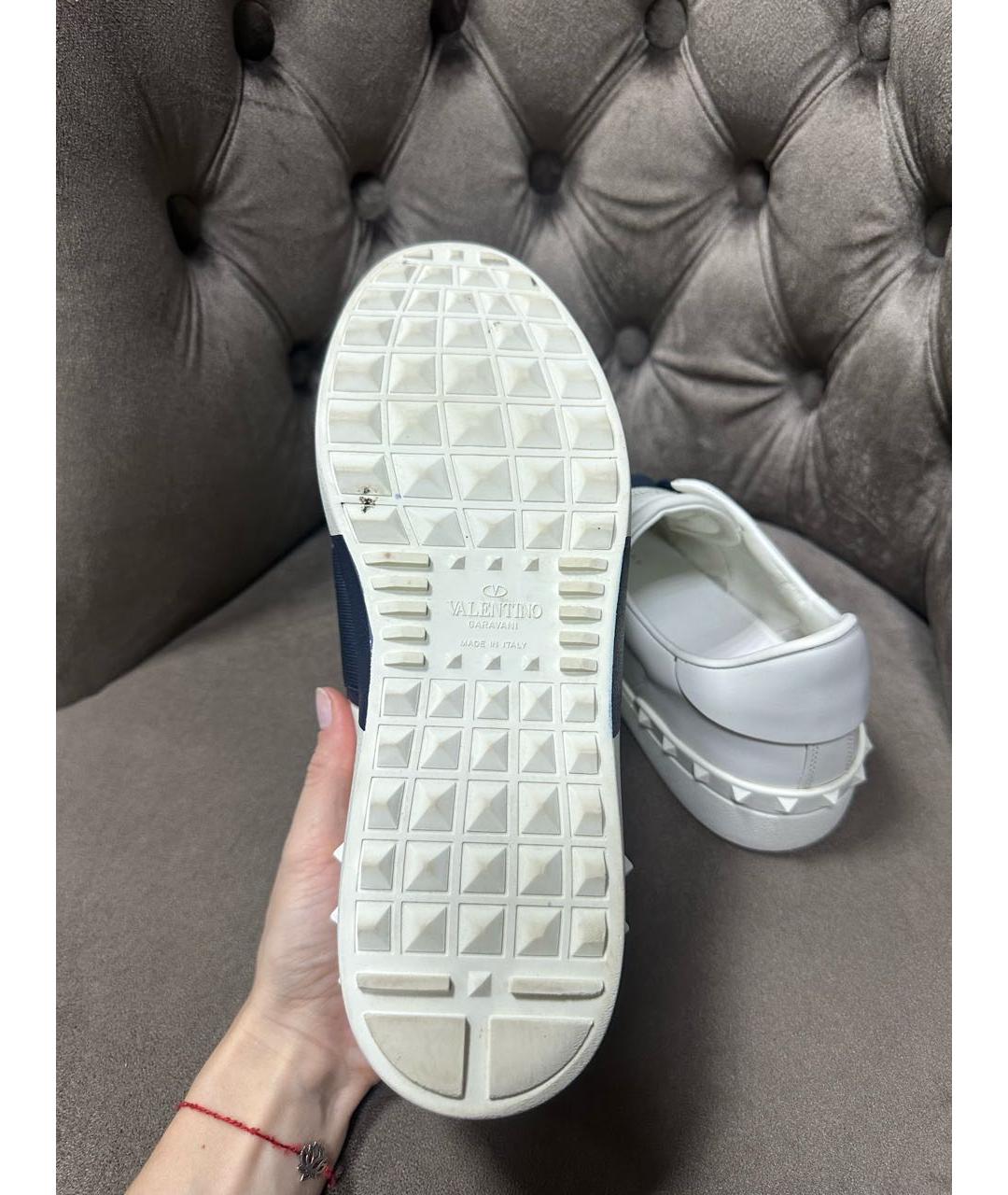 VALENTINO Белые кожаные низкие кроссовки / кеды, фото 4