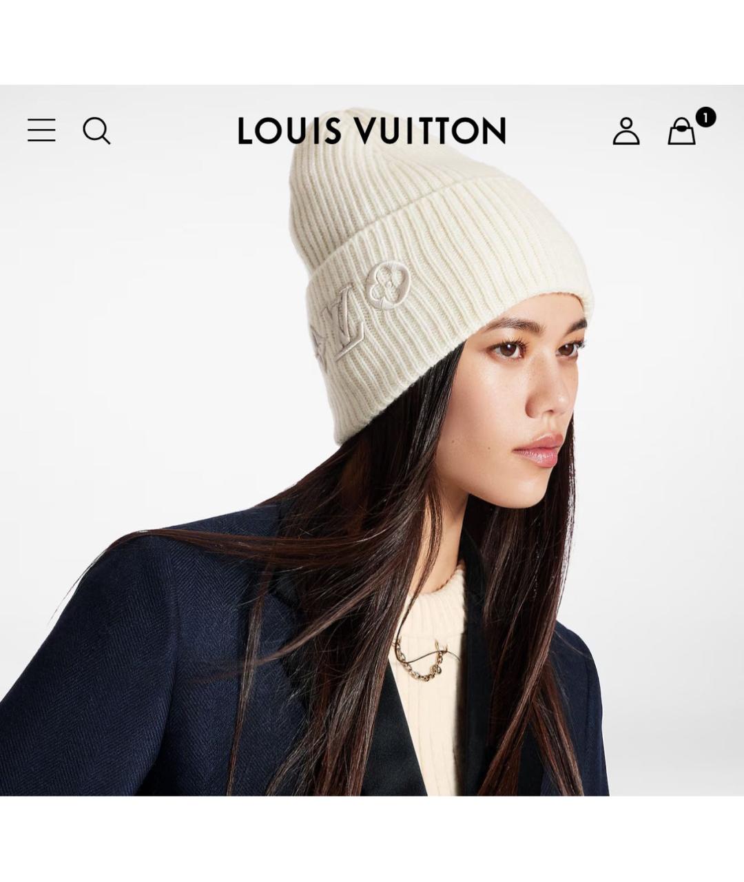LOUIS VUITTON Белая шерстяная шапка, фото 5