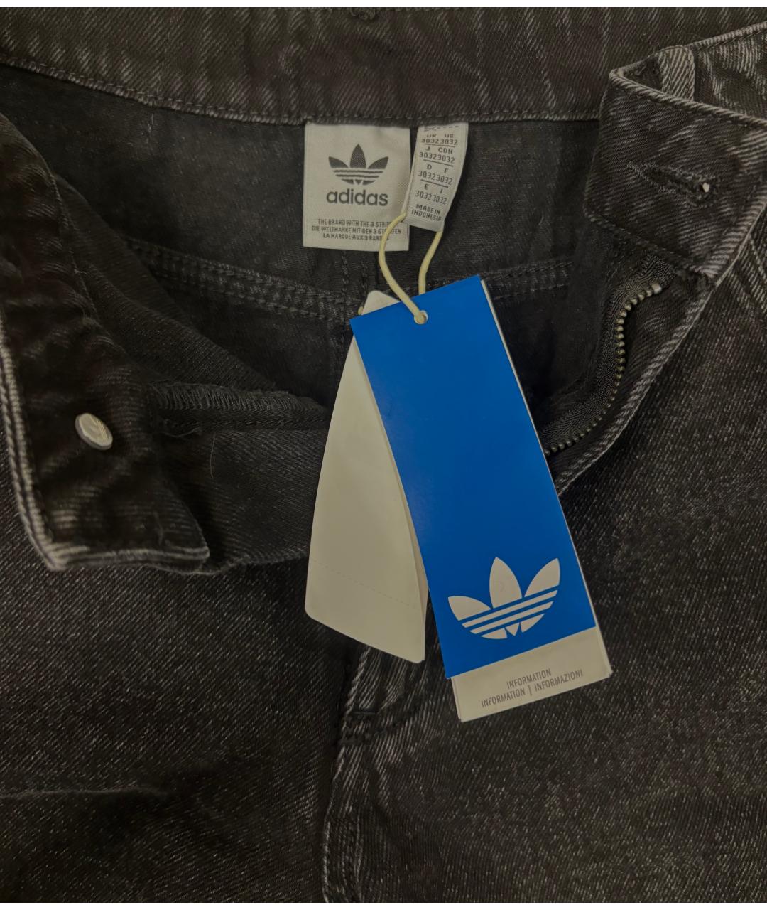 ADIDAS Черные хлопковые прямые джинсы, фото 3