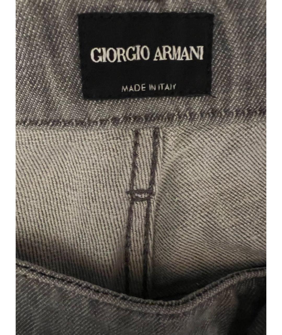 GIORGIO ARMANI Серые хлопковые прямые джинсы, фото 3
