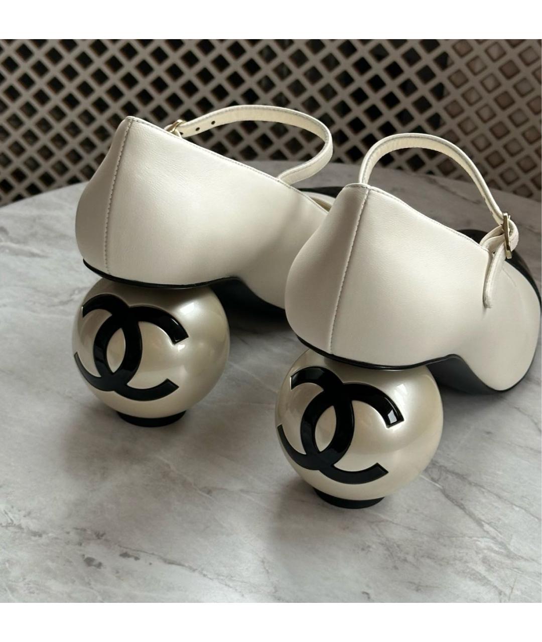 CHANEL Белые кожаные туфли, фото 3