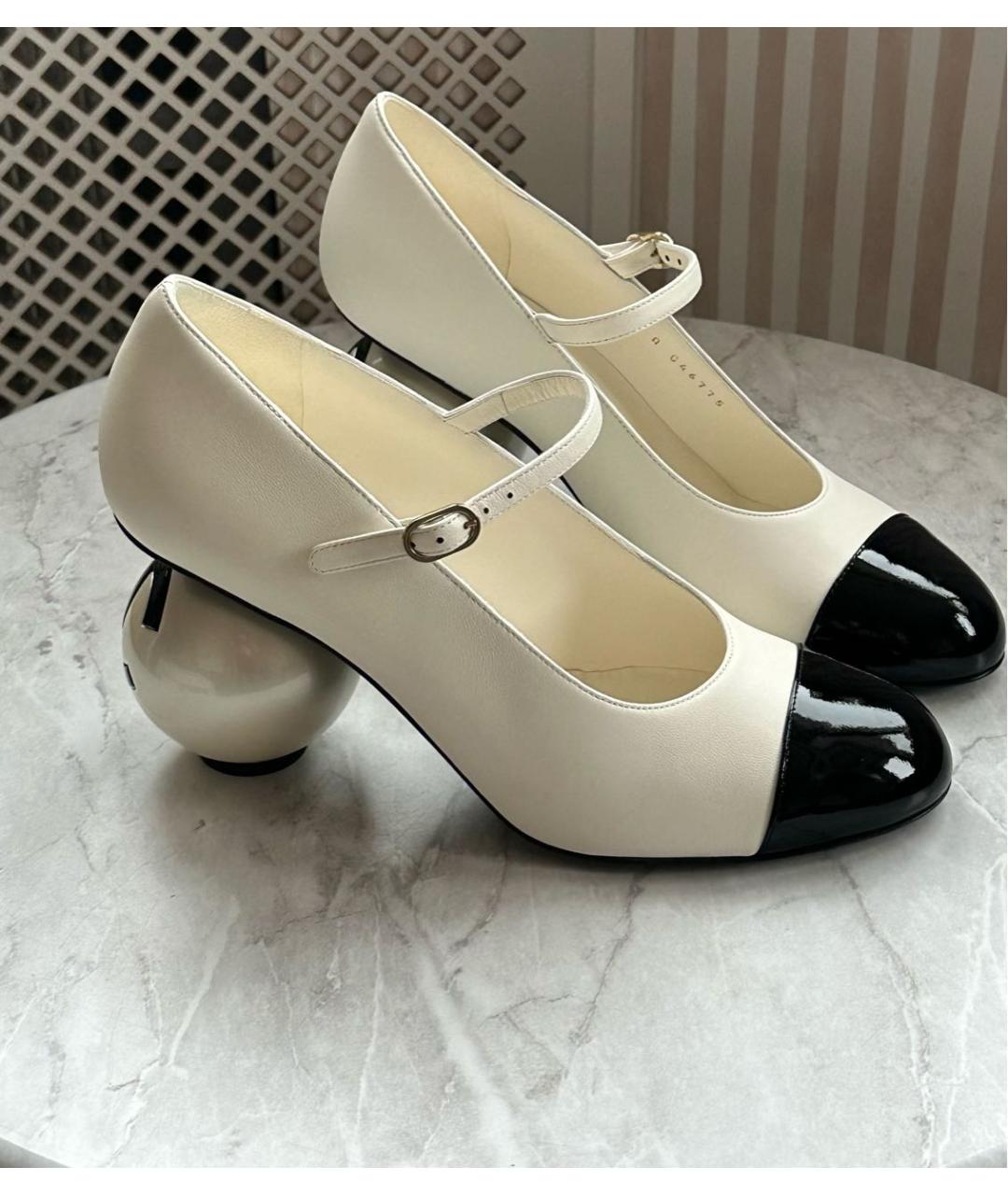 CHANEL Белые кожаные туфли, фото 2