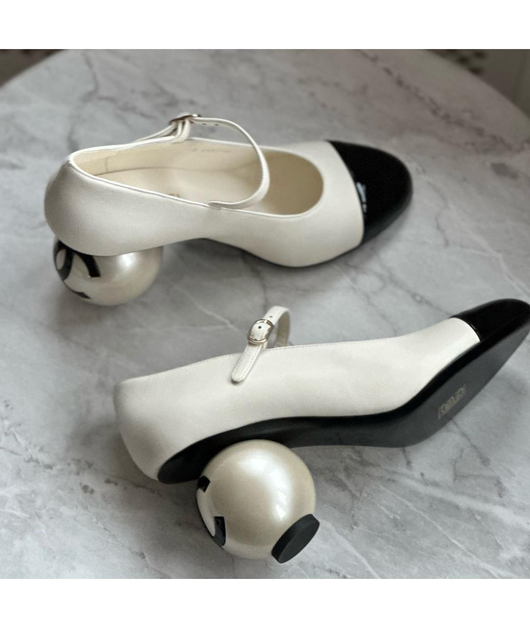 CHANEL Белые кожаные туфли, фото 4