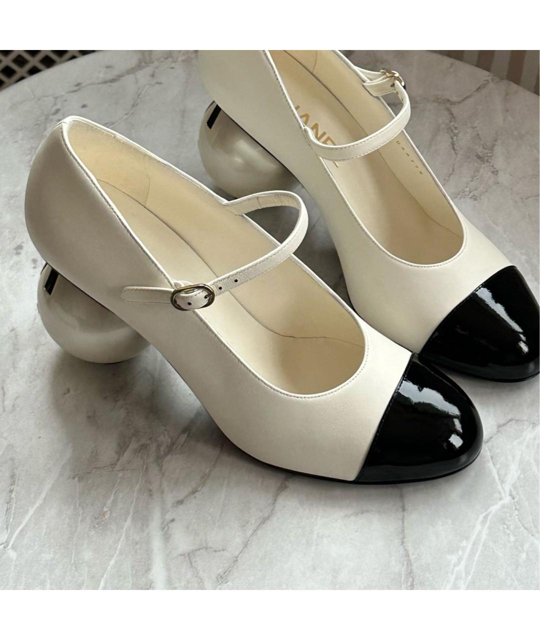 CHANEL Белые кожаные туфли, фото 5