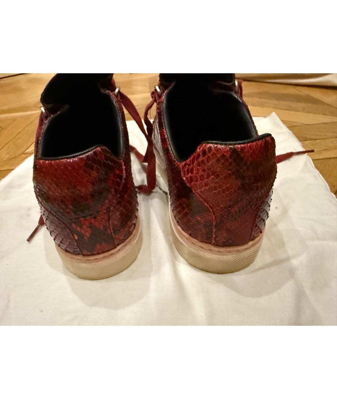 BALENCIAGA Бордовые кеды из экзотической кожи, фото 4