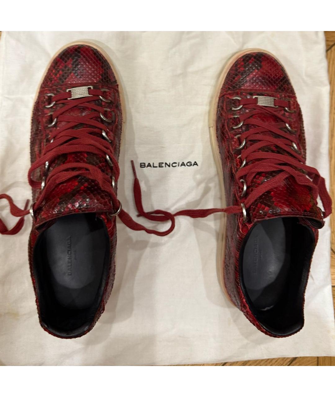 BALENCIAGA Бордовые кеды из экзотической кожи, фото 3