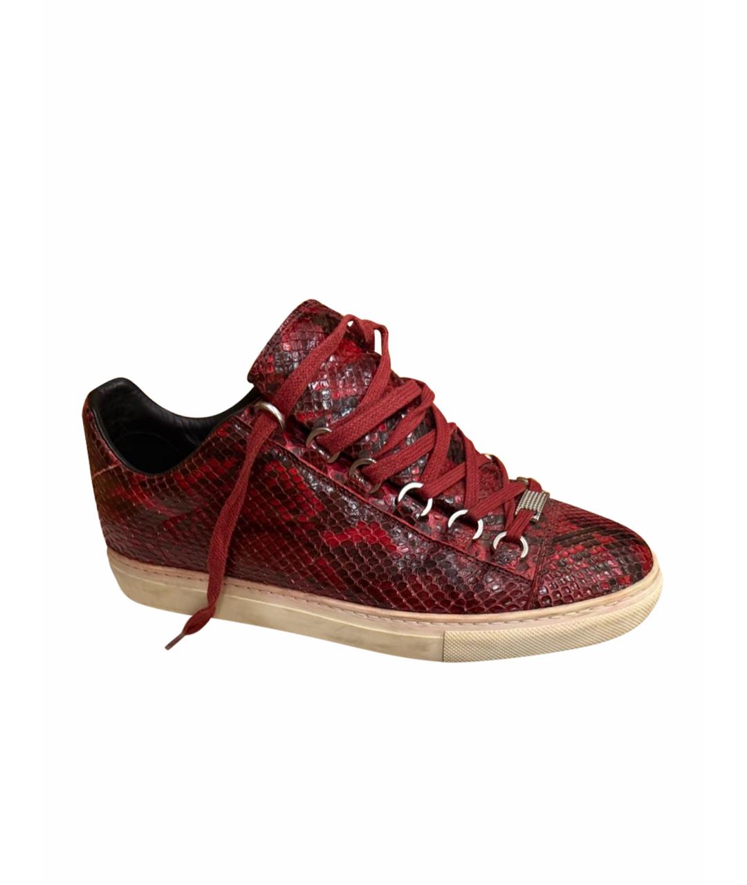BALENCIAGA Бордовые кеды из экзотической кожи, фото 1