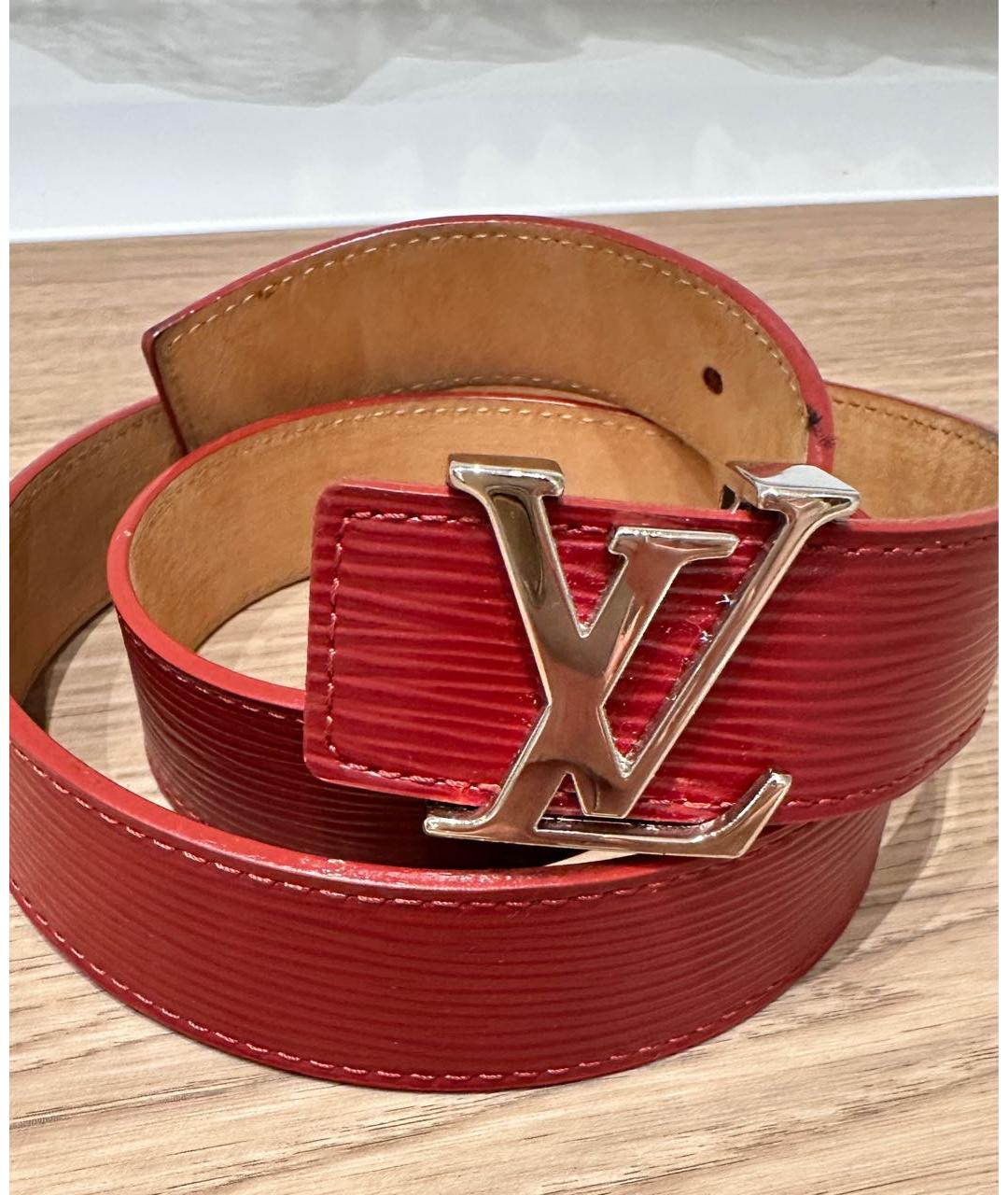 LOUIS VUITTON Бордовый кожаный ремень, фото 7