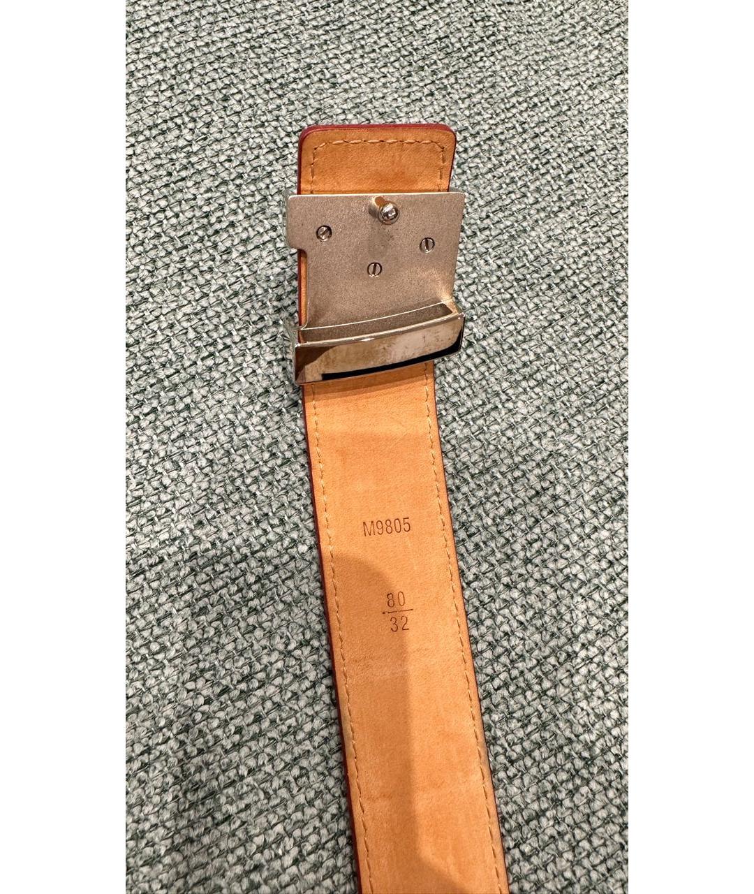 LOUIS VUITTON Бордовый кожаный ремень, фото 6