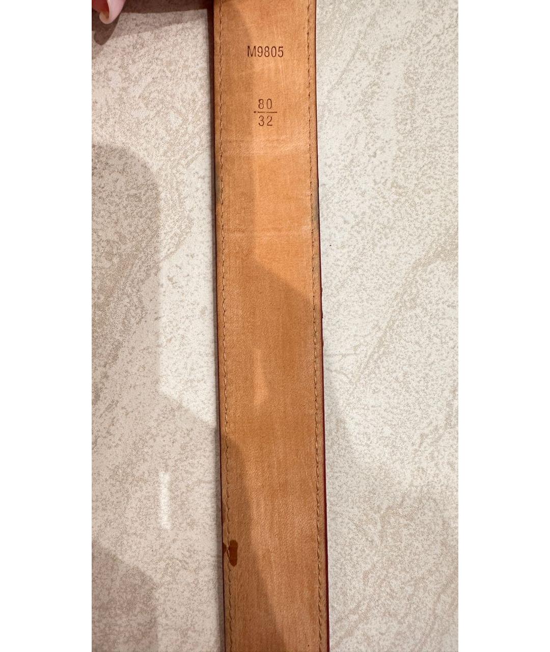 LOUIS VUITTON Бордовый кожаный ремень, фото 5