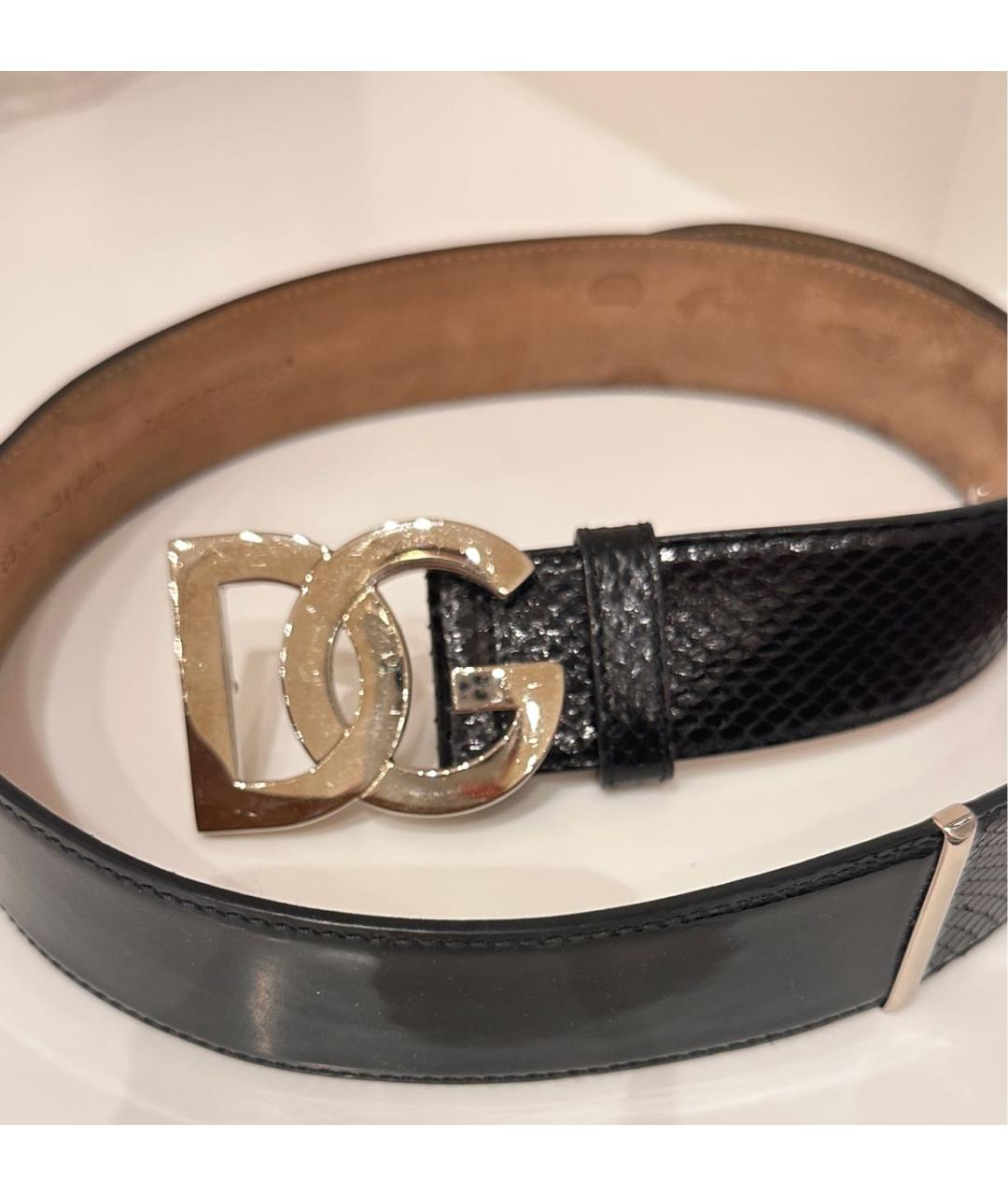 DOLCE&GABBANA Черный ремень из лакированной кожи, фото 2