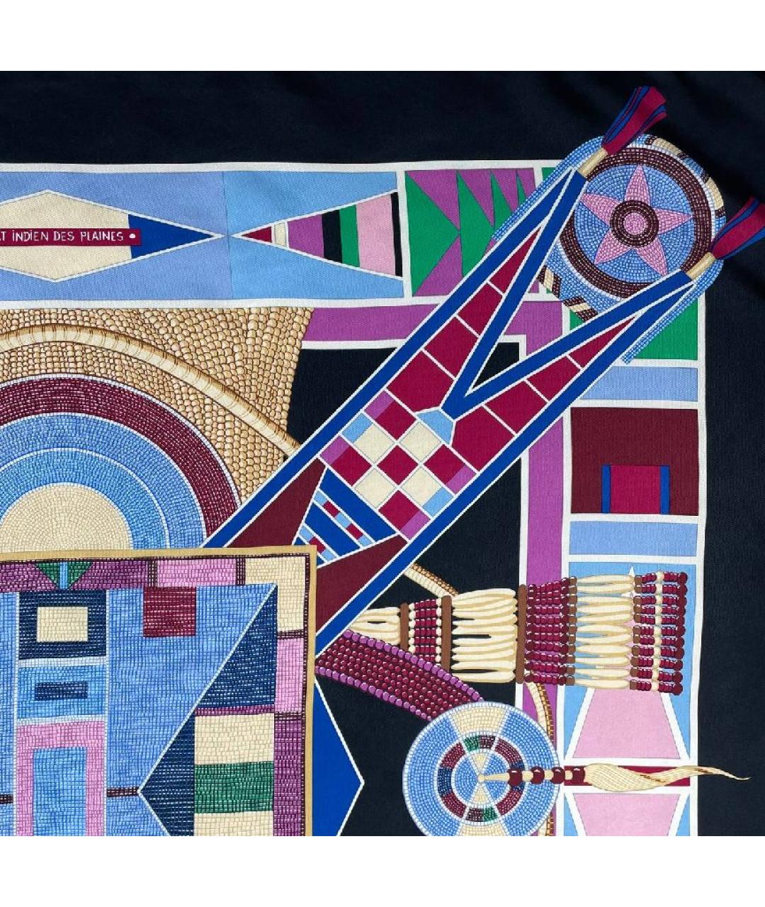 HERMES Черный шелковый платок, фото 6