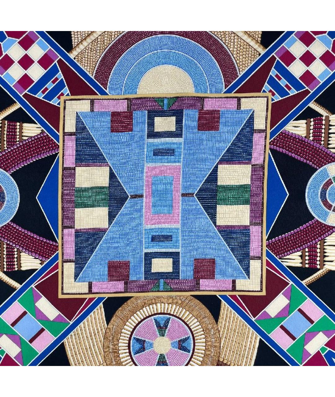 HERMES Черный шелковый платок, фото 3