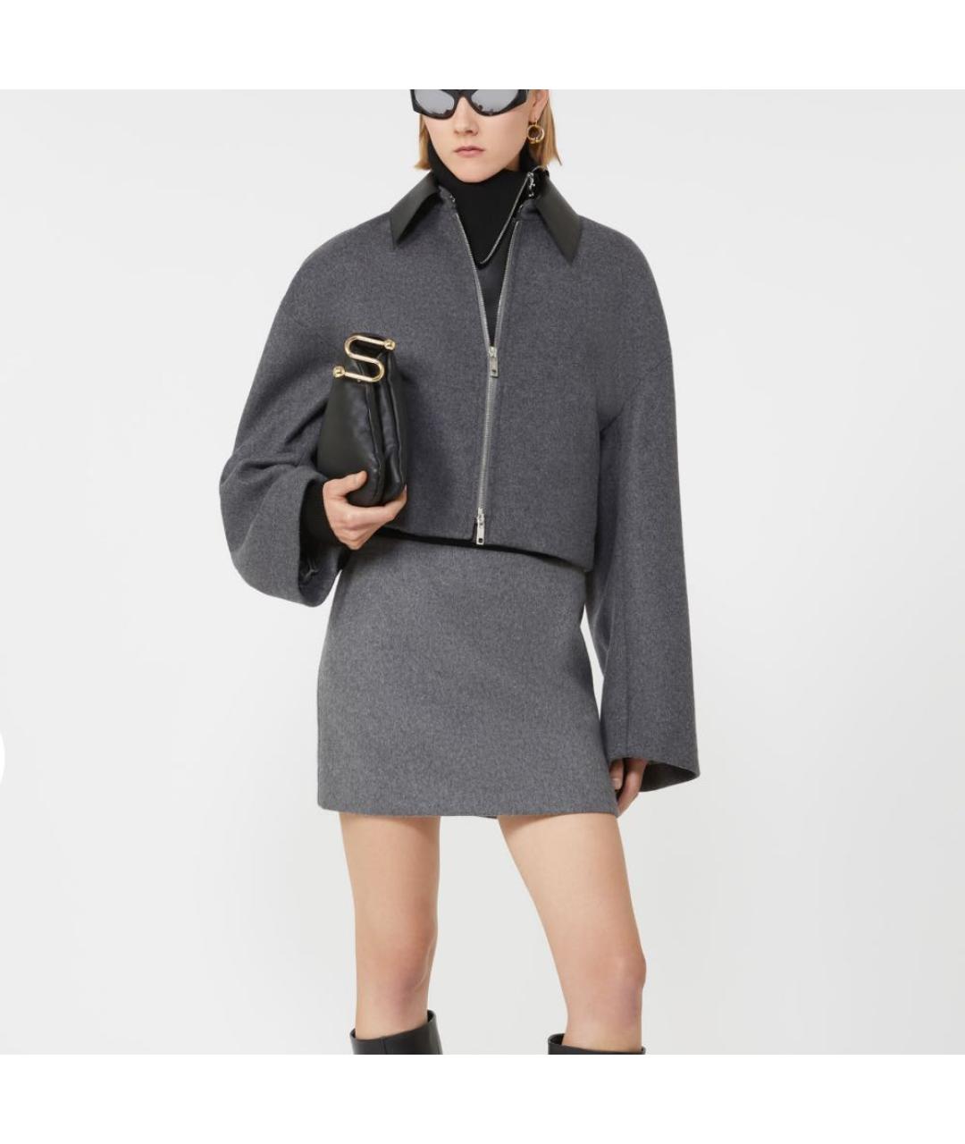 SPORTMAX Серое шерстяное пальто, фото 4