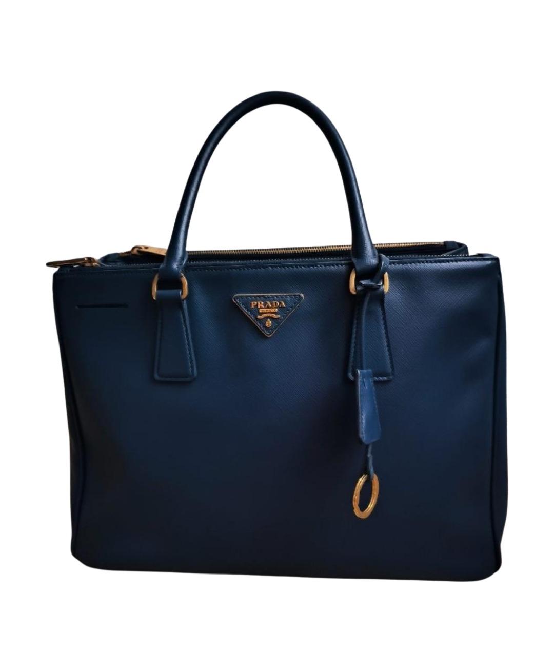 PRADA Темно-синяя кожаная сумка с короткими ручками, фото 1