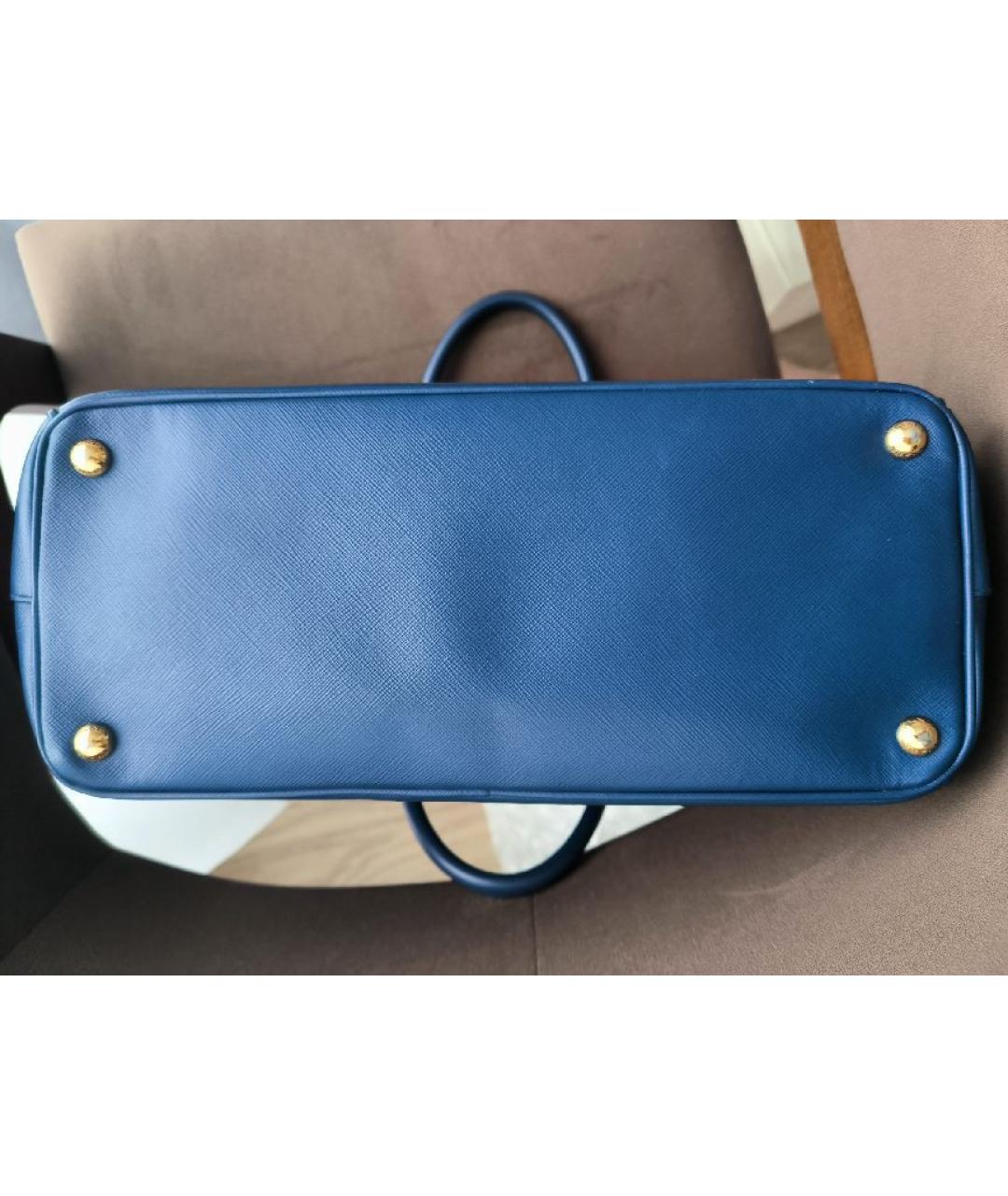PRADA Темно-синяя кожаная сумка с короткими ручками, фото 7