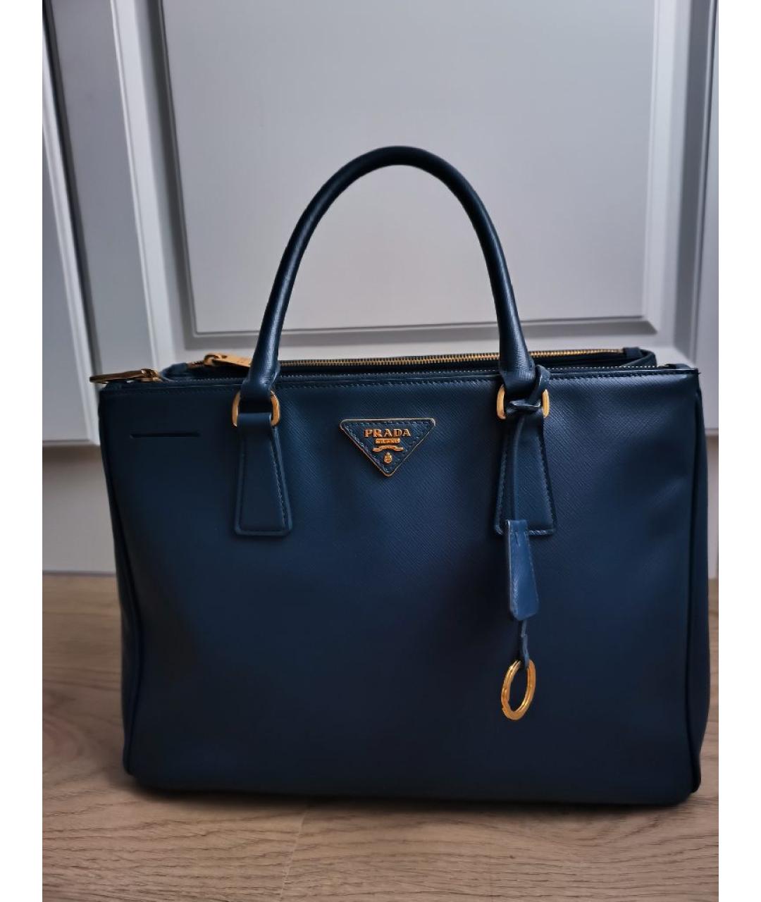 PRADA Темно-синяя кожаная сумка с короткими ручками, фото 9