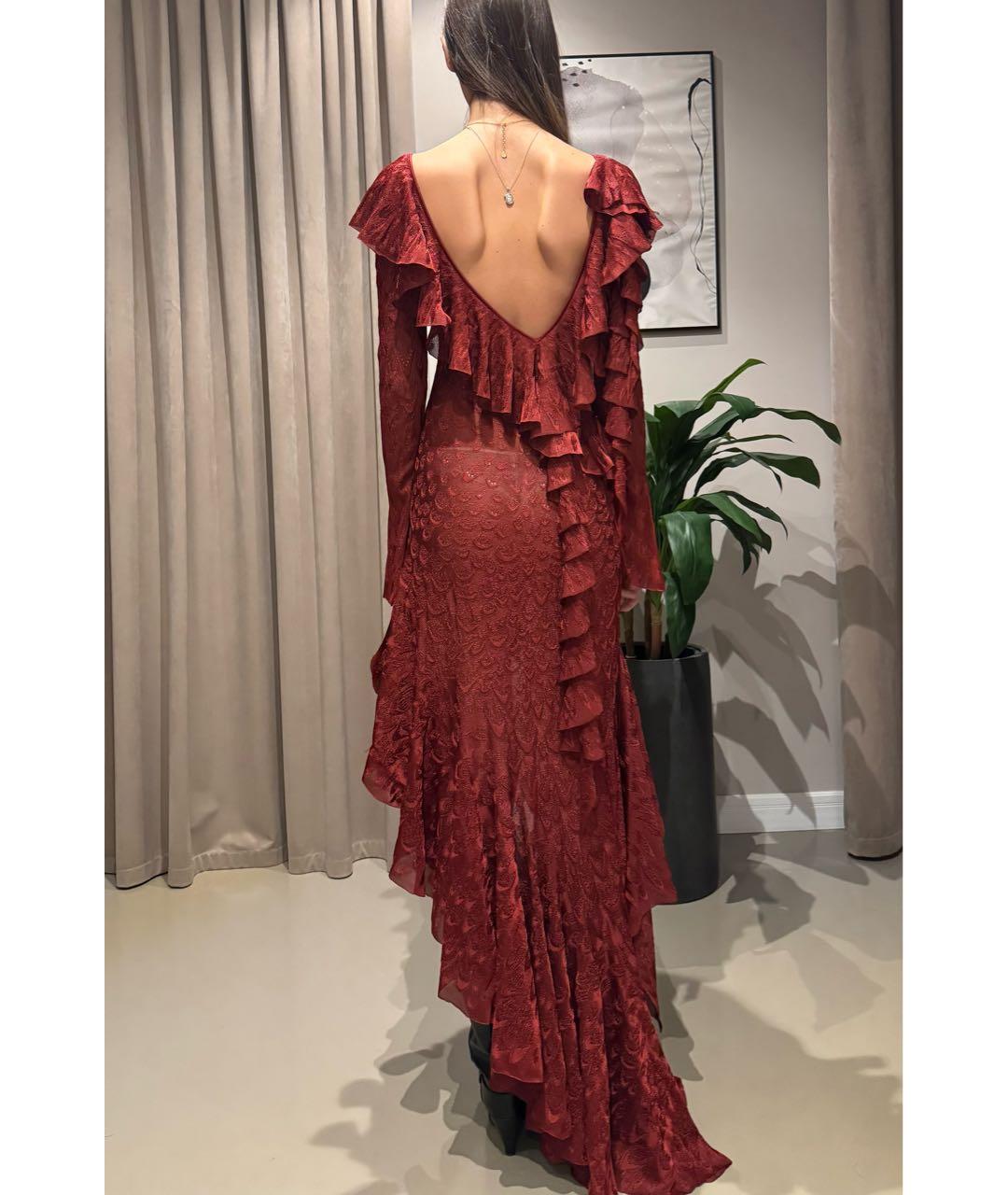 ROBERTO CAVALLI Бордовое шелковое вечернее платье, фото 6