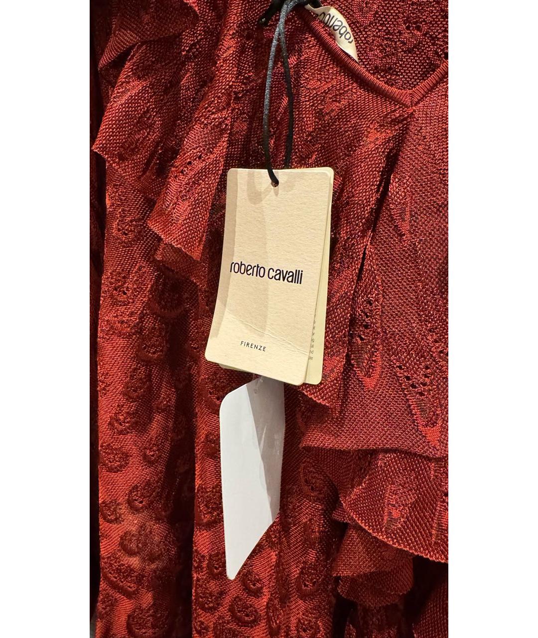 ROBERTO CAVALLI Бордовое шелковое вечернее платье, фото 3