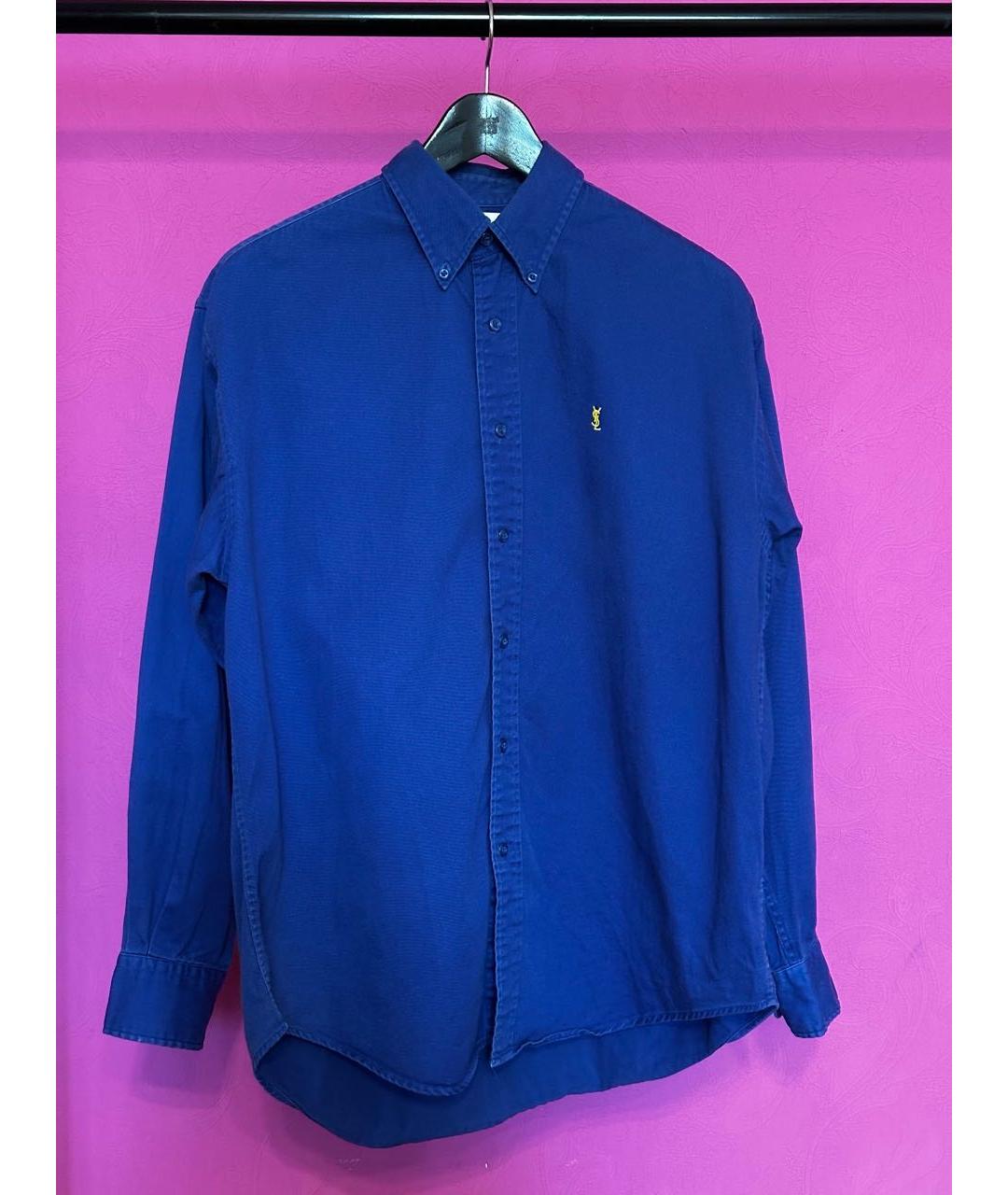 YVES SAINT LAURENT VINTAGE Синяя хлопковая кэжуал рубашка, фото 5