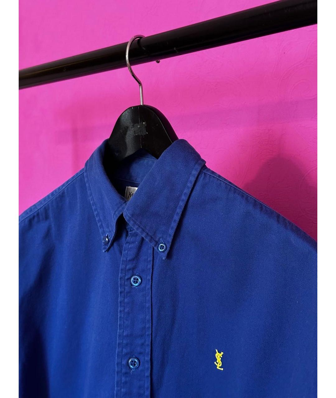 YVES SAINT LAURENT VINTAGE Синяя хлопковая кэжуал рубашка, фото 4