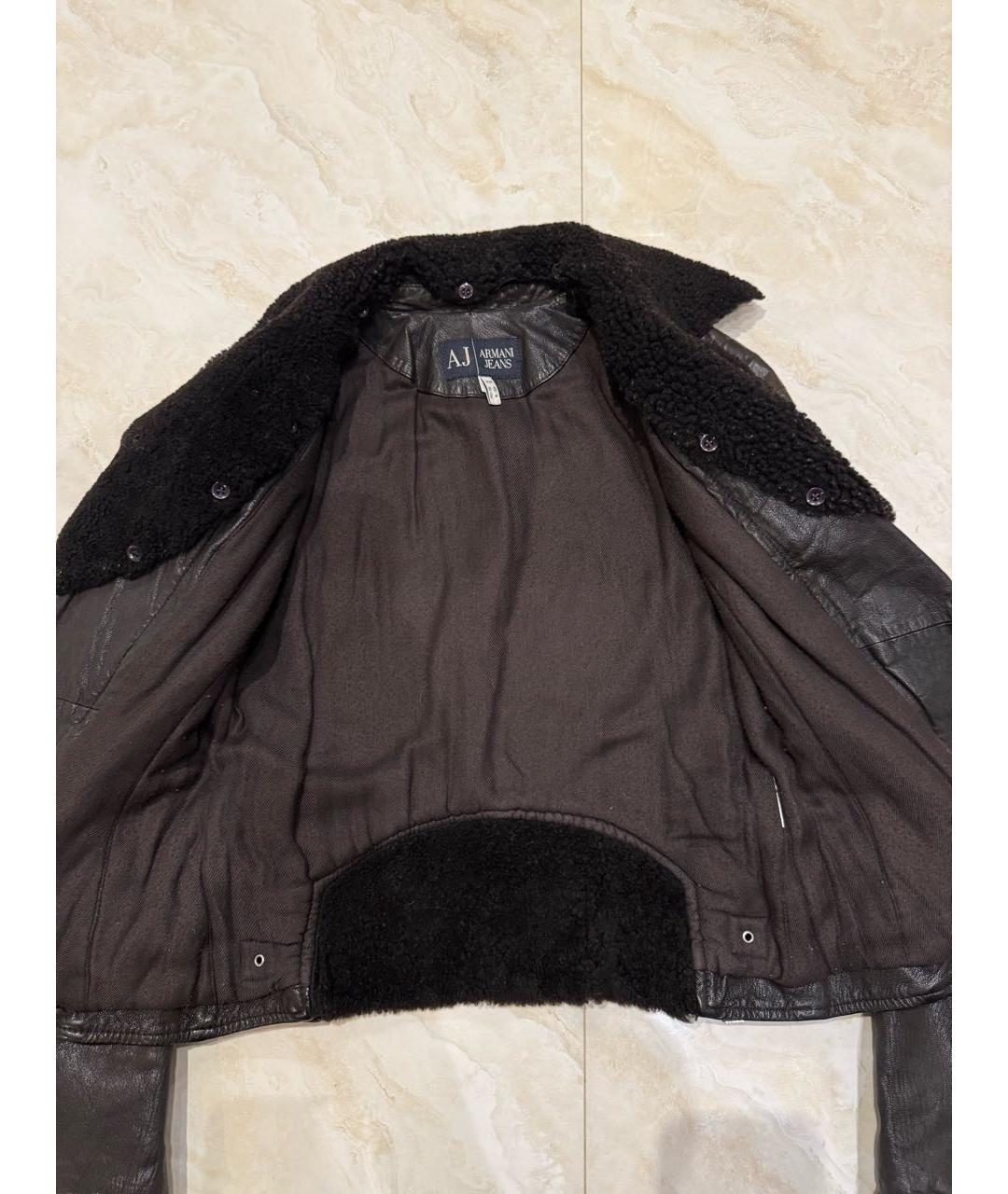 ARMANI JEANS Коричневая кожаная куртка, фото 4