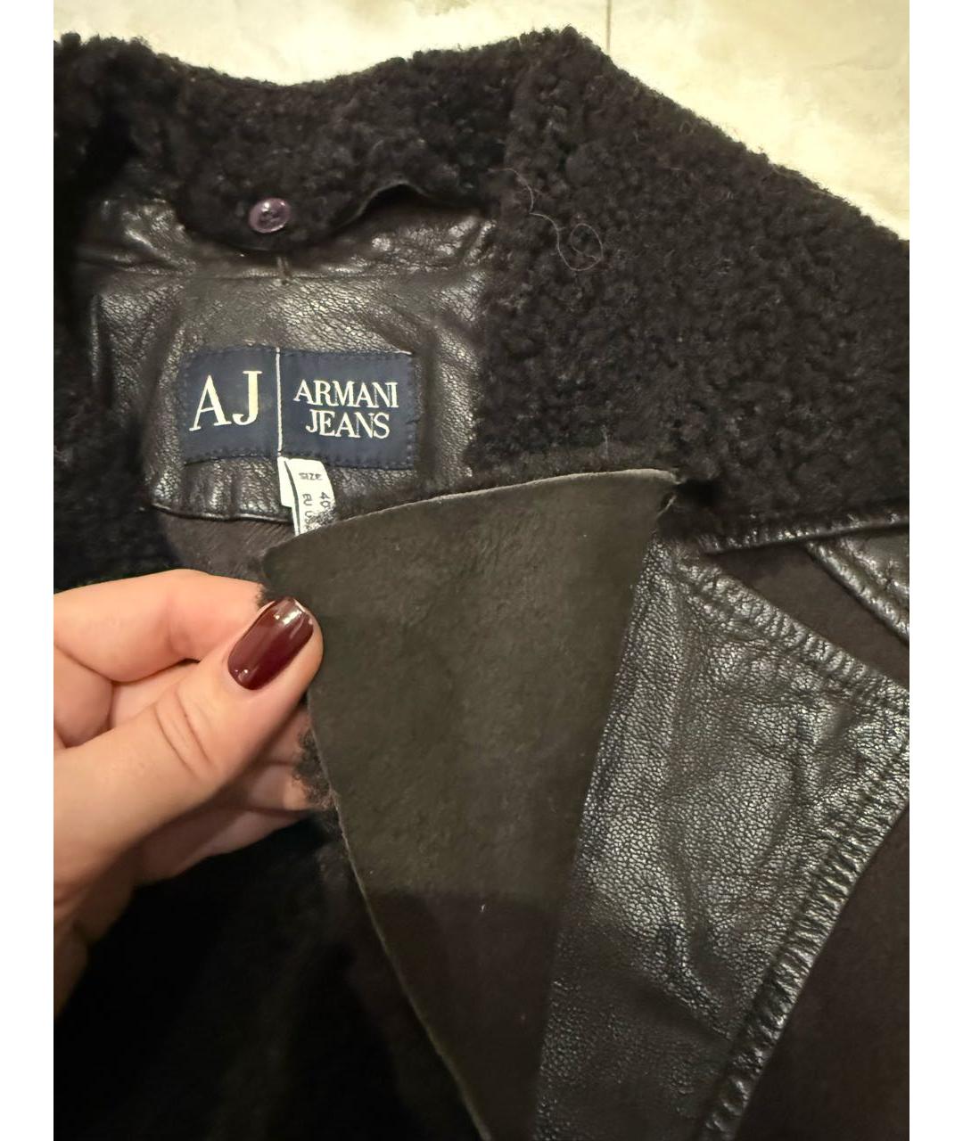 ARMANI JEANS Коричневая кожаная куртка, фото 3