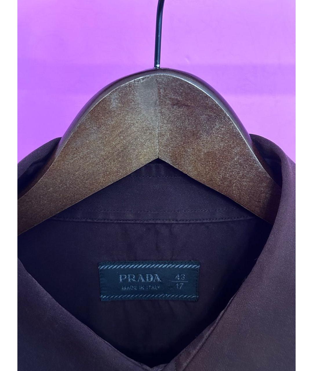 PRADA Бордовая хлопковая классическая рубашка, фото 4