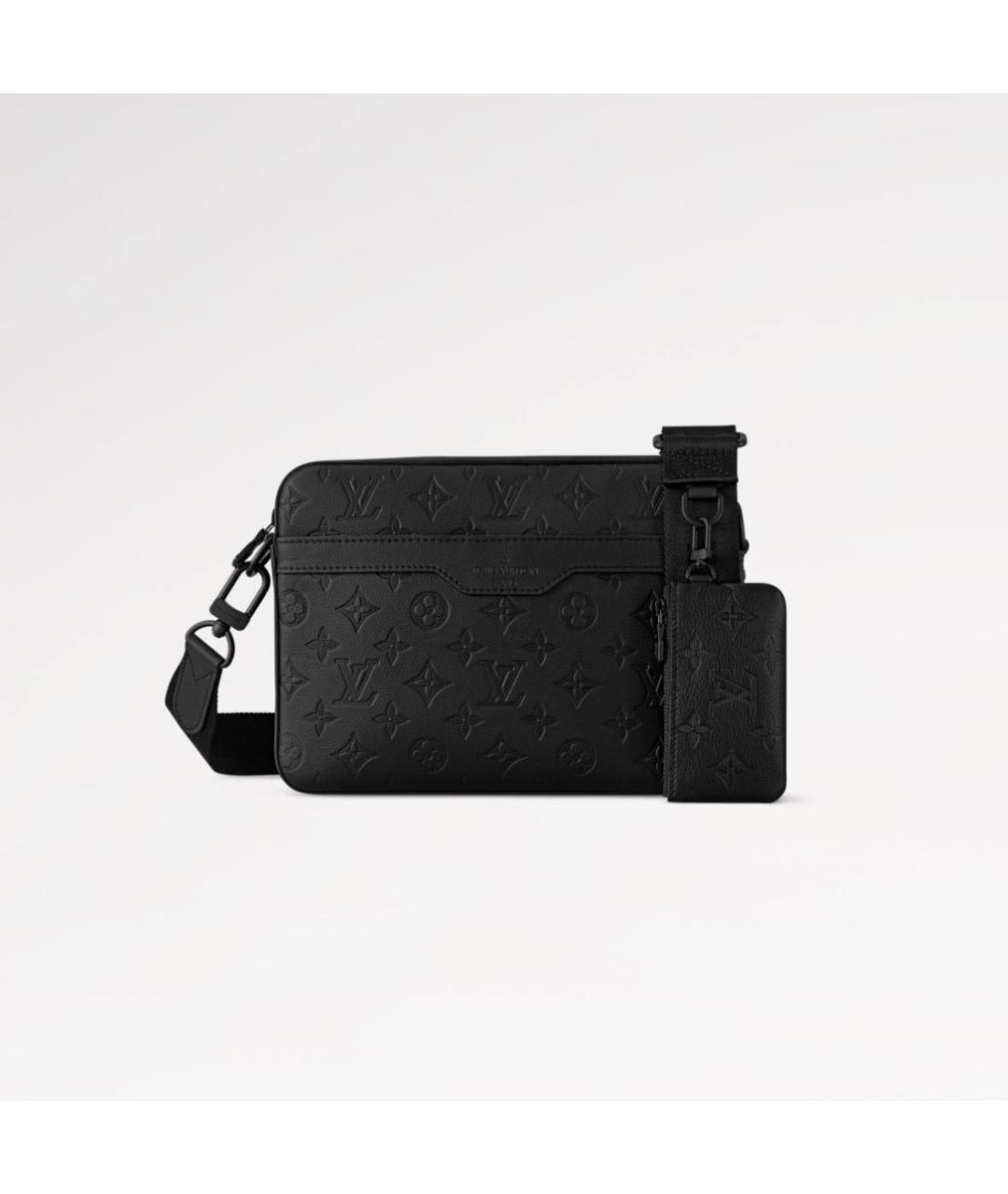 LOUIS VUITTON Черная кожаная сумка тоут, фото 4