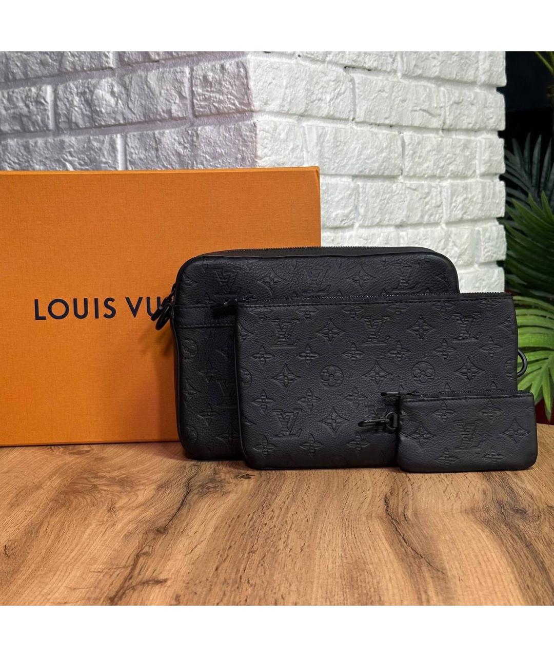 LOUIS VUITTON Черная кожаная сумка тоут, фото 3