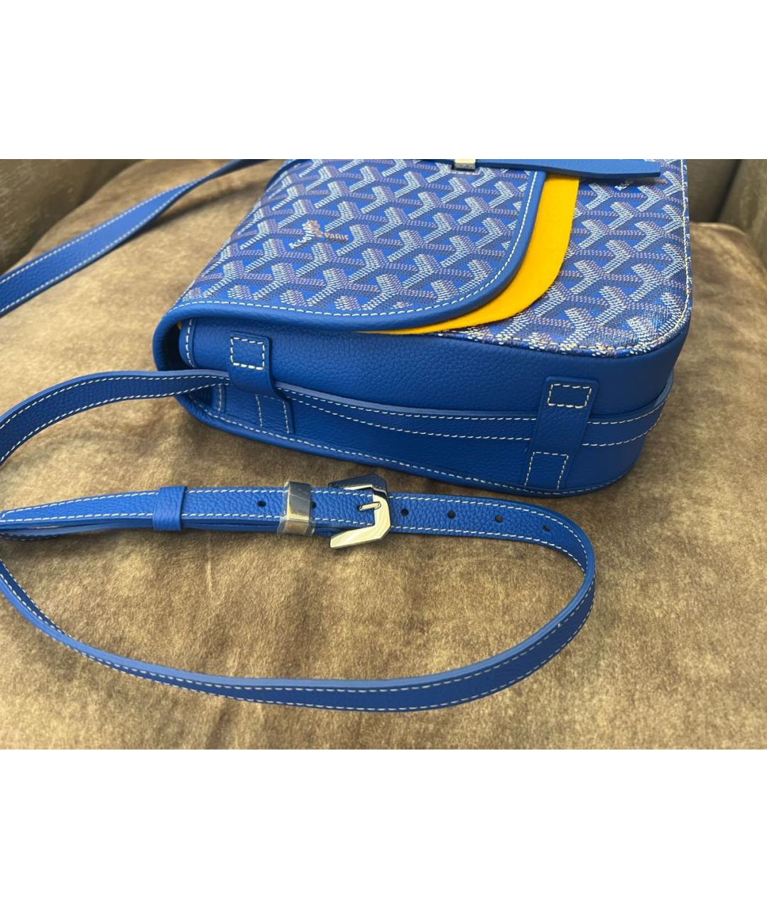 GOYARD Голубая кожаная сумка на плечо, фото 3