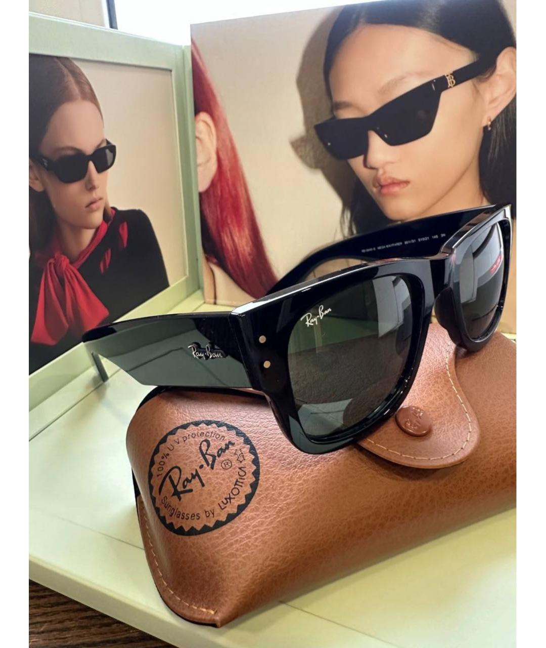 RAY BAN Черные пластиковые солнцезащитные очки, фото 4
