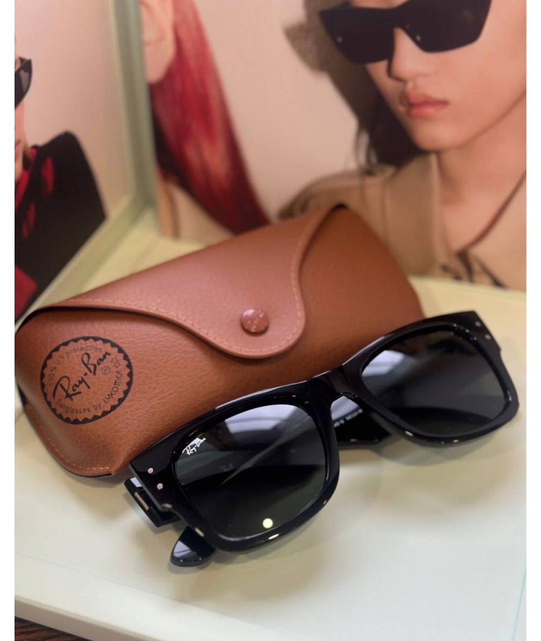 RAY BAN Черные пластиковые солнцезащитные очки, фото 5