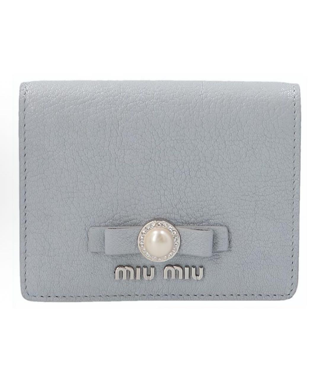 MIU MIU Серый кожаный кошелек, фото 6