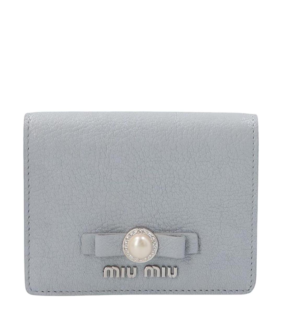 MIU MIU Серый кожаный кошелек, фото 1