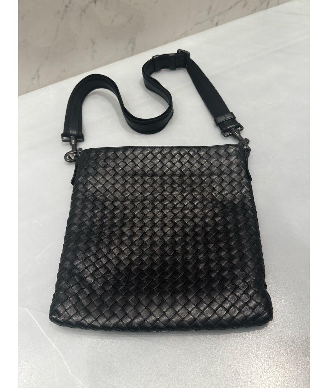 BOTTEGA VENETA Черная кожаная сумка на плечо, фото 6