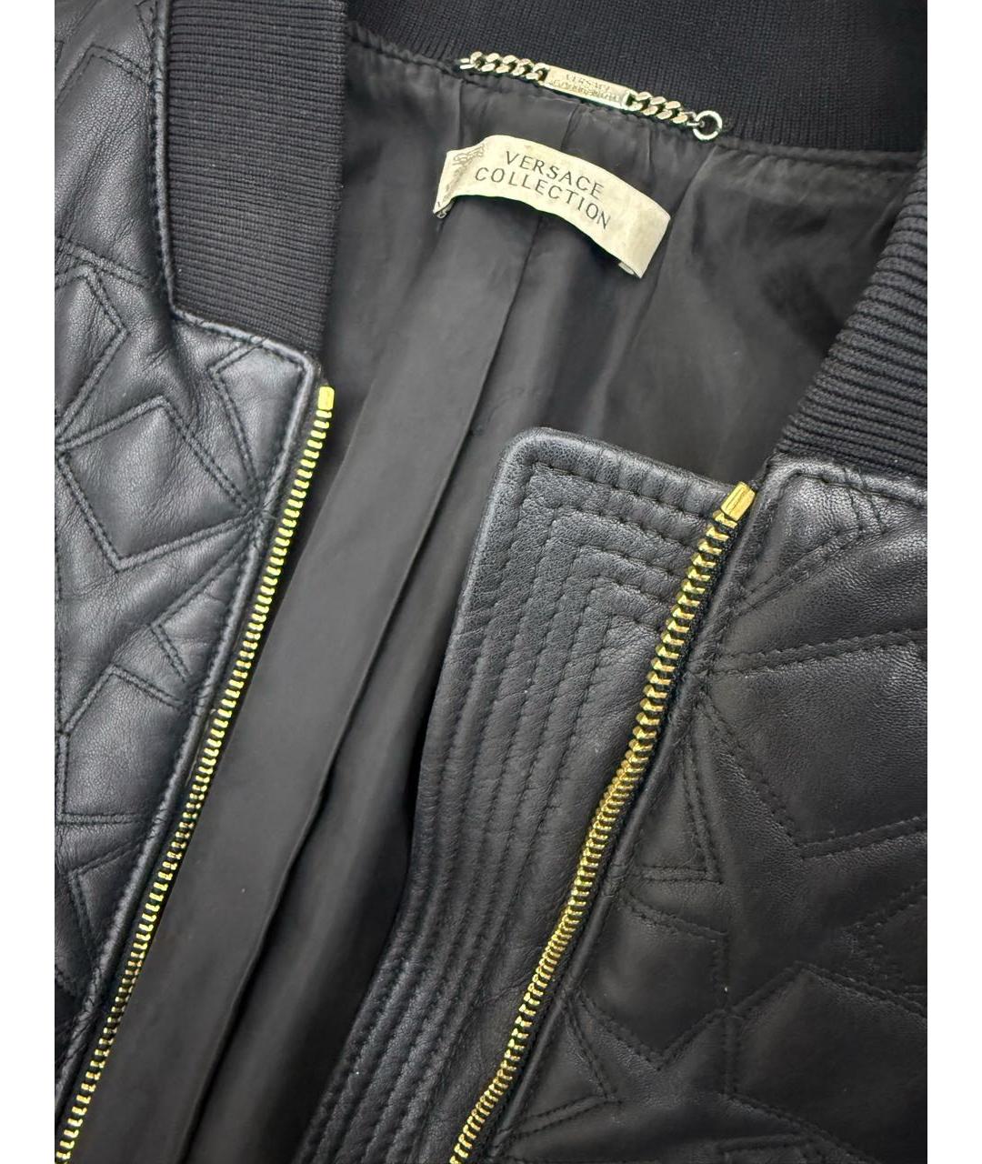 VERSACE COLLECTION Черная кожаная куртка, фото 3