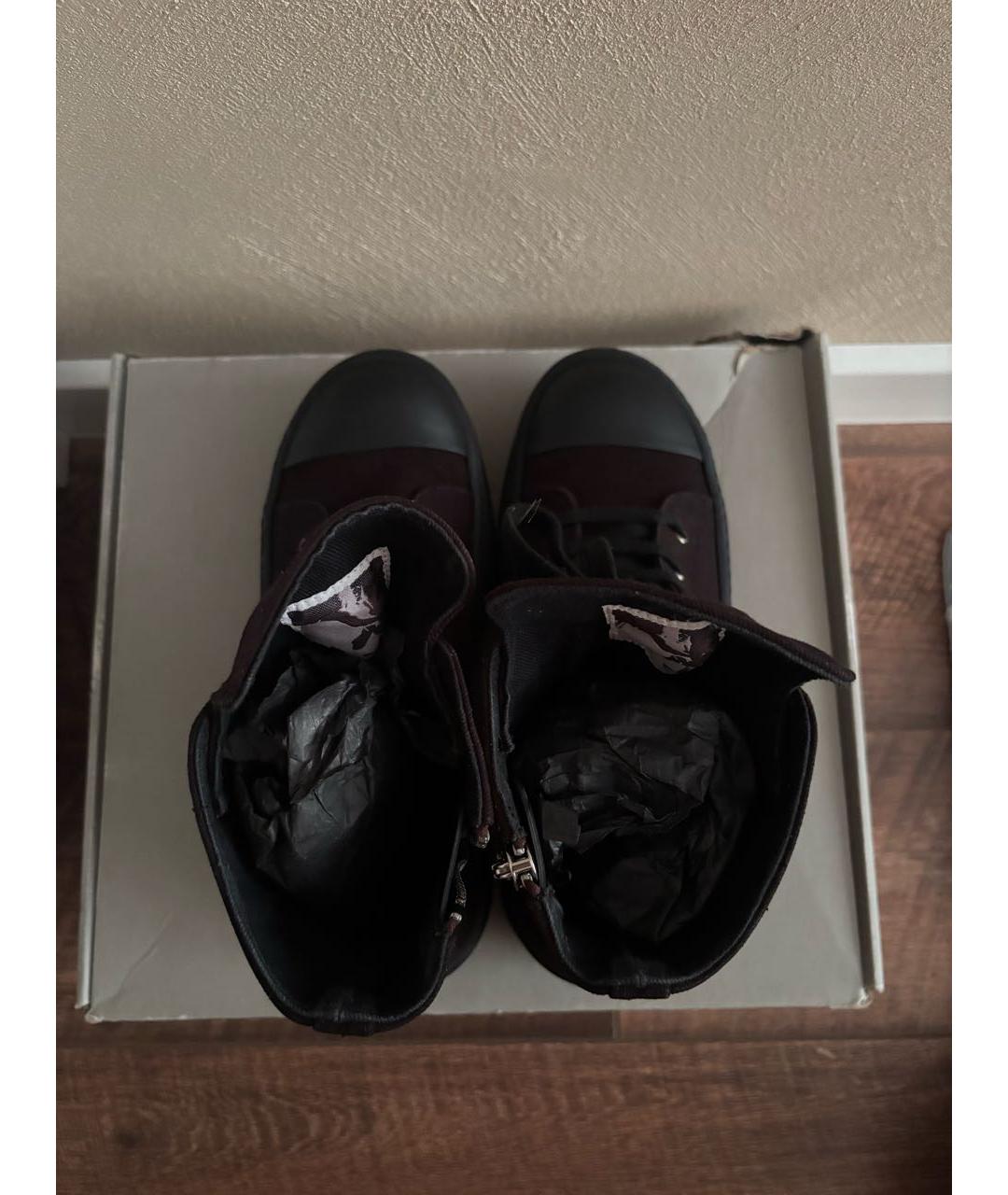 RICK OWENS Черные текстильные высокие кроссовки / кеды, фото 3