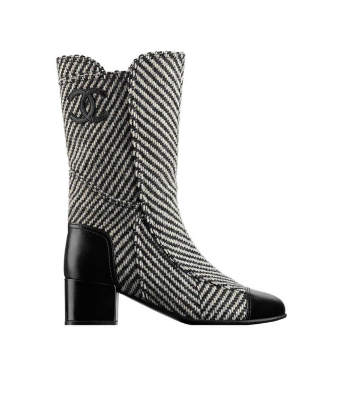 CHANEL Серые кожаные полусапоги, фото 1