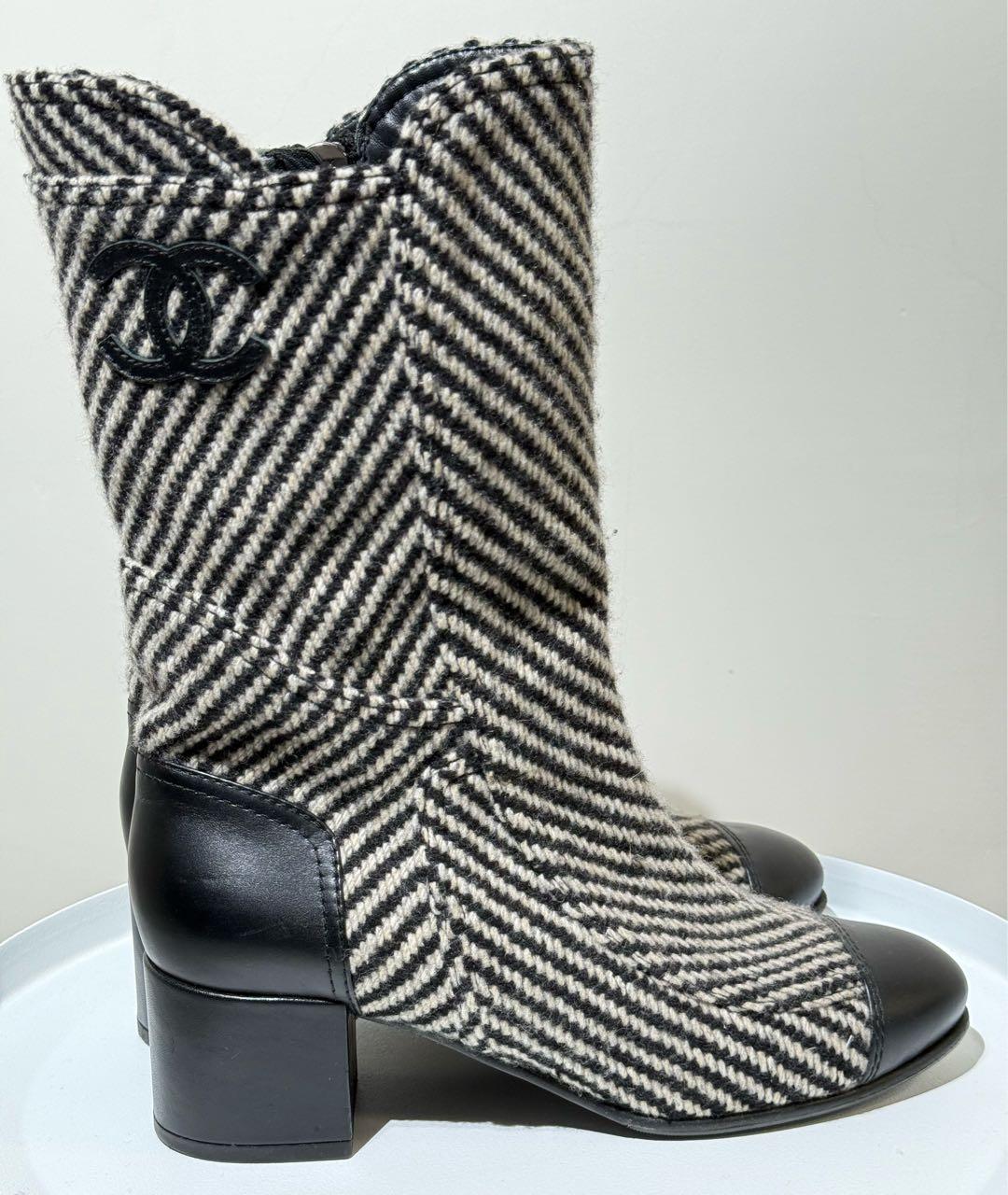 CHANEL Серые кожаные полусапоги, фото 6