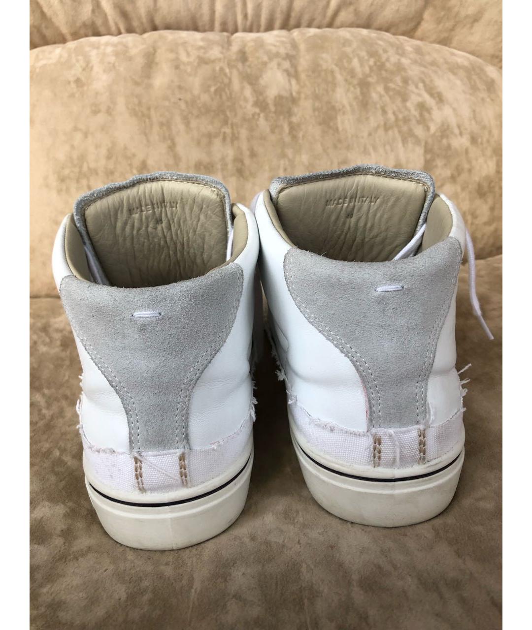 MAISON MARGIELA Белые кожаные высокие кроссовки / кеды, фото 4