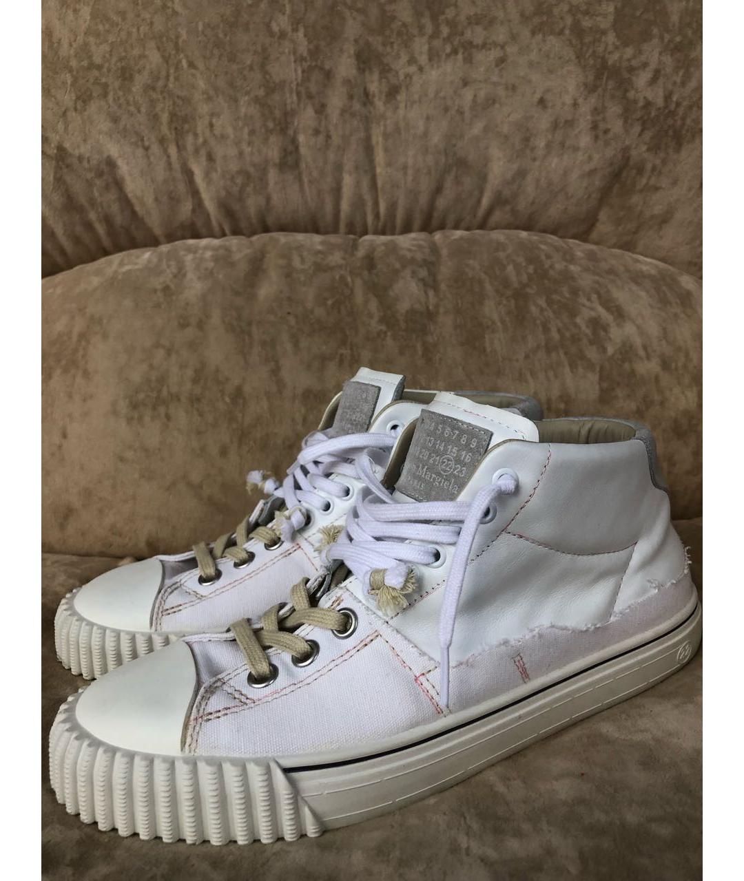 MAISON MARGIELA Белые кожаные высокие кроссовки / кеды, фото 3