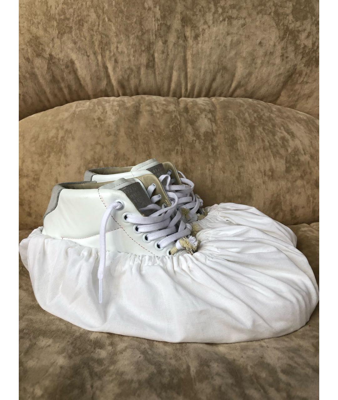 MAISON MARGIELA Белые кожаные высокие кроссовки / кеды, фото 6