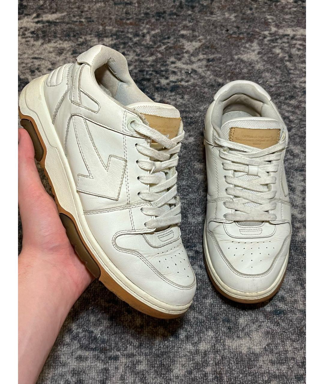 OFF-WHITE Белые низкие кроссовки / кеды из искусственной кожи, фото 7