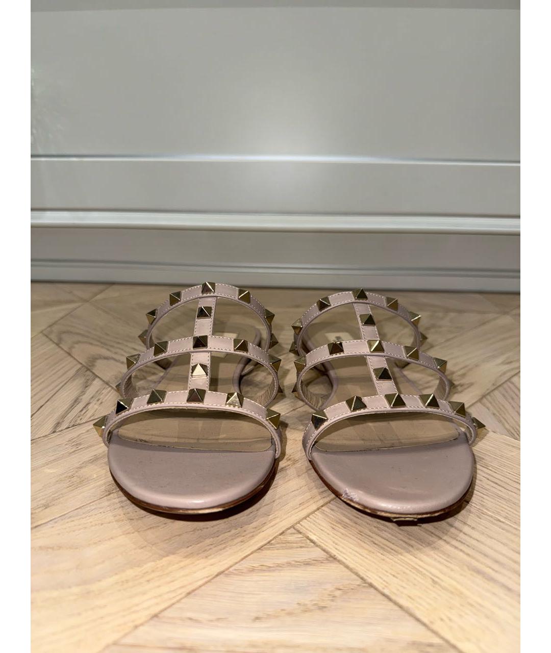 VALENTINO Бежевые кожаные шлепанцы, фото 2