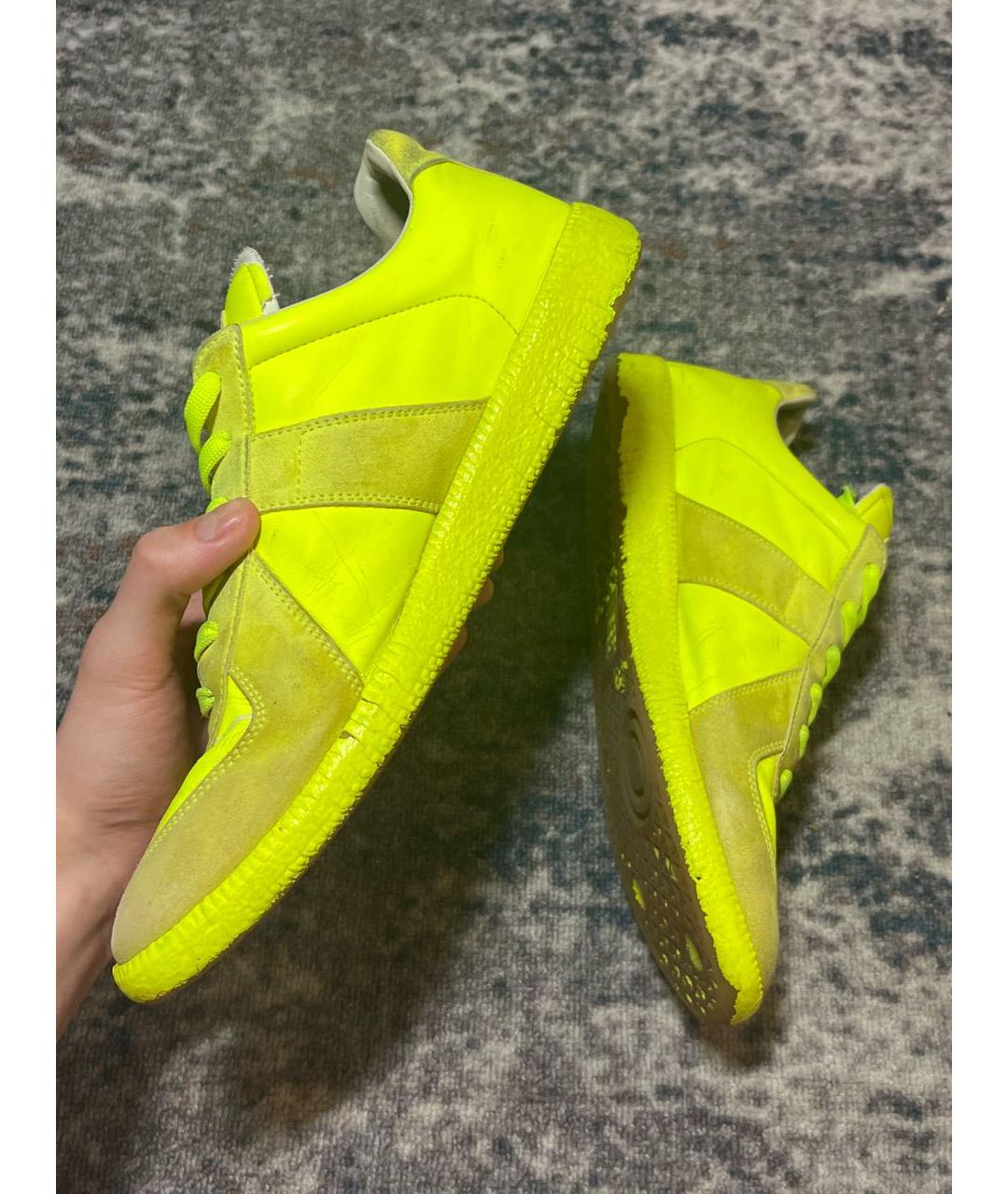MAISON MARGIELA Салатовые низкие кроссовки / кеды, фото 4