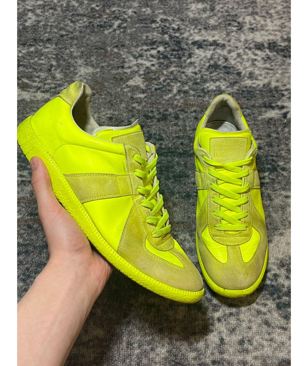 MAISON MARGIELA Салатовые низкие кроссовки / кеды, фото 7