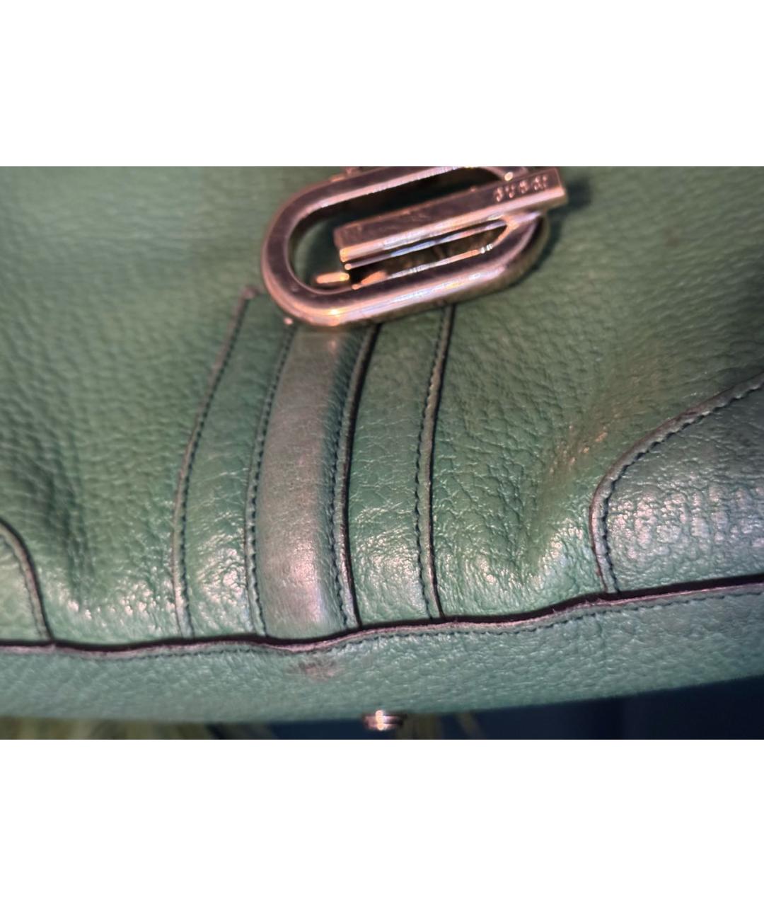 GUCCI Зеленая кожаная сумка с короткими ручками, фото 7