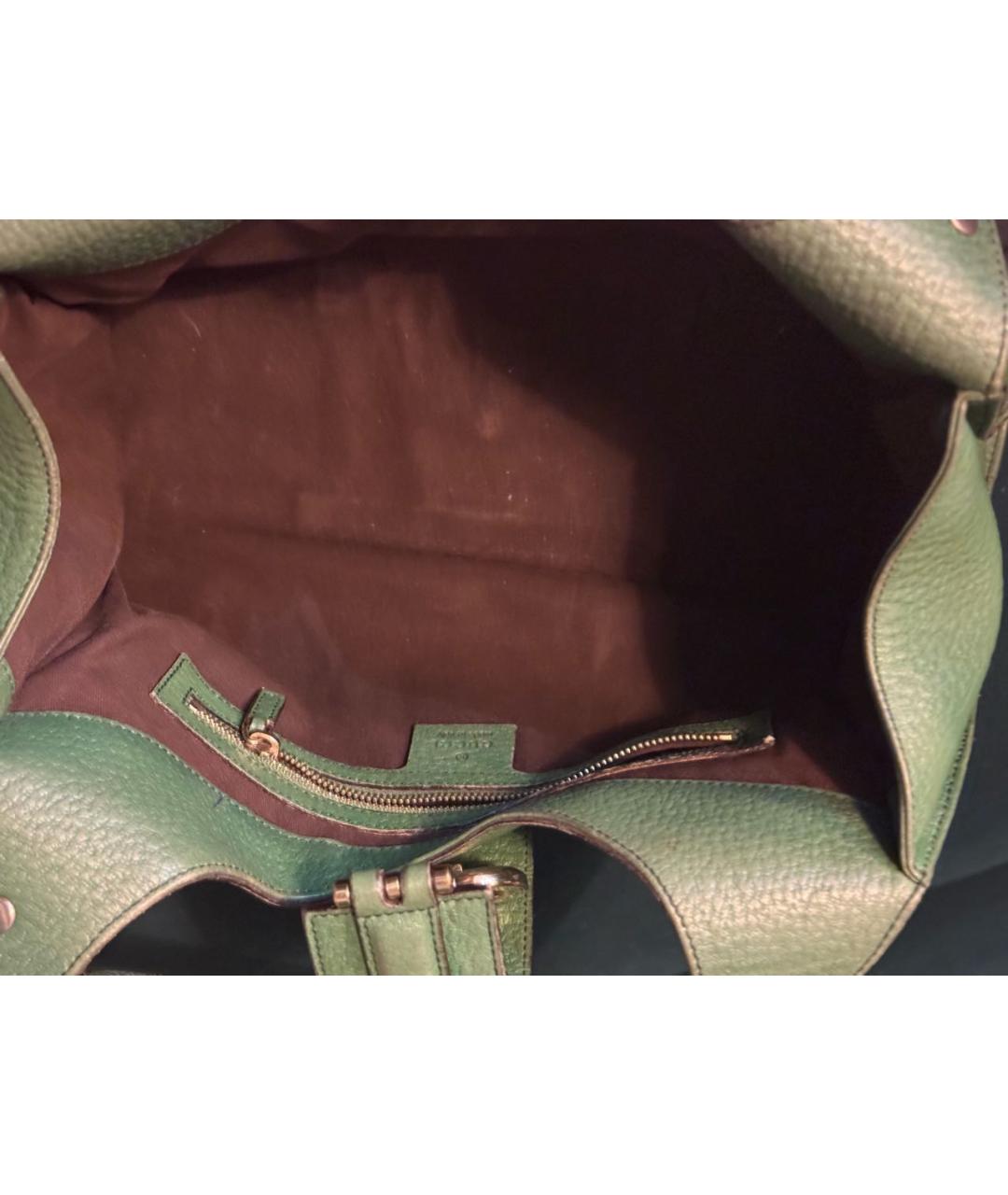 GUCCI Зеленая кожаная сумка с короткими ручками, фото 3