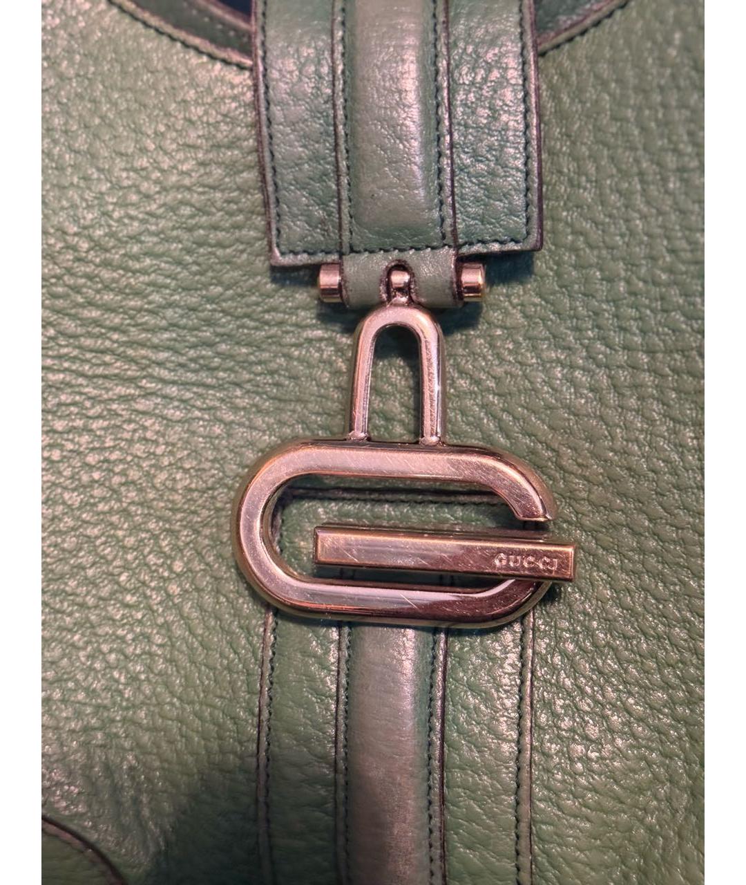 GUCCI Зеленая кожаная сумка с короткими ручками, фото 6